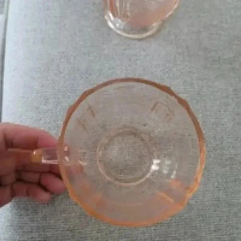 Vintage Depression Federal Madrid Glass Pink Teacup , goblet, and creamer.